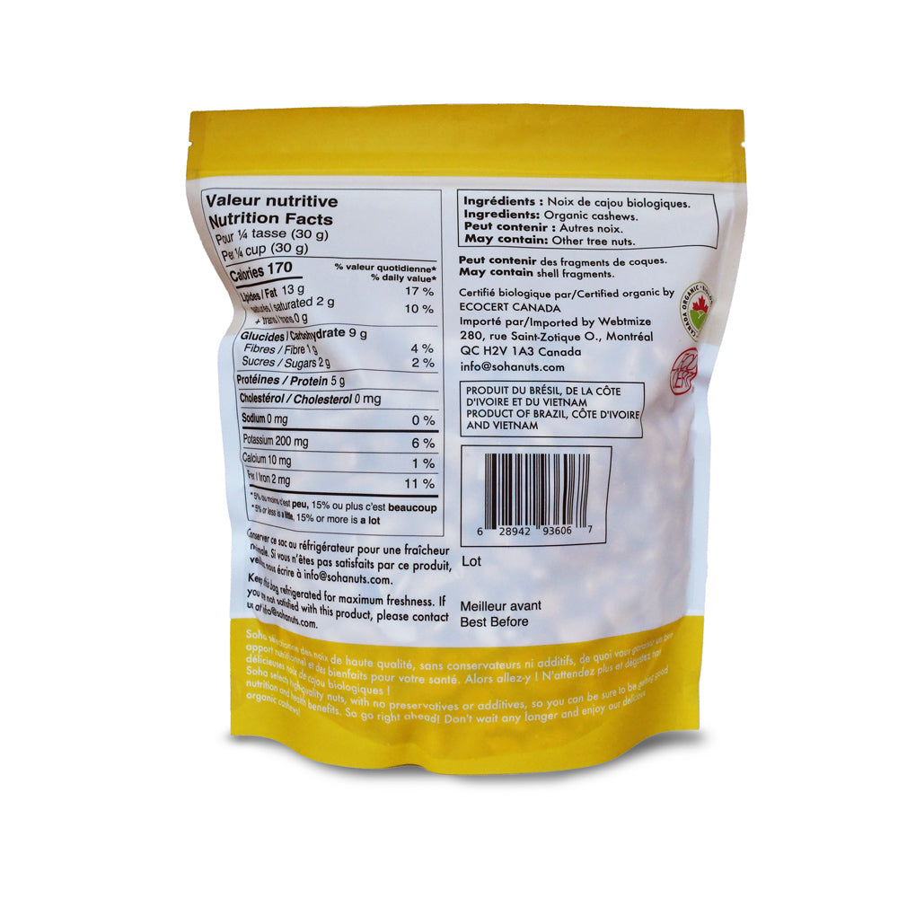 Organic Whole Raw Cashews