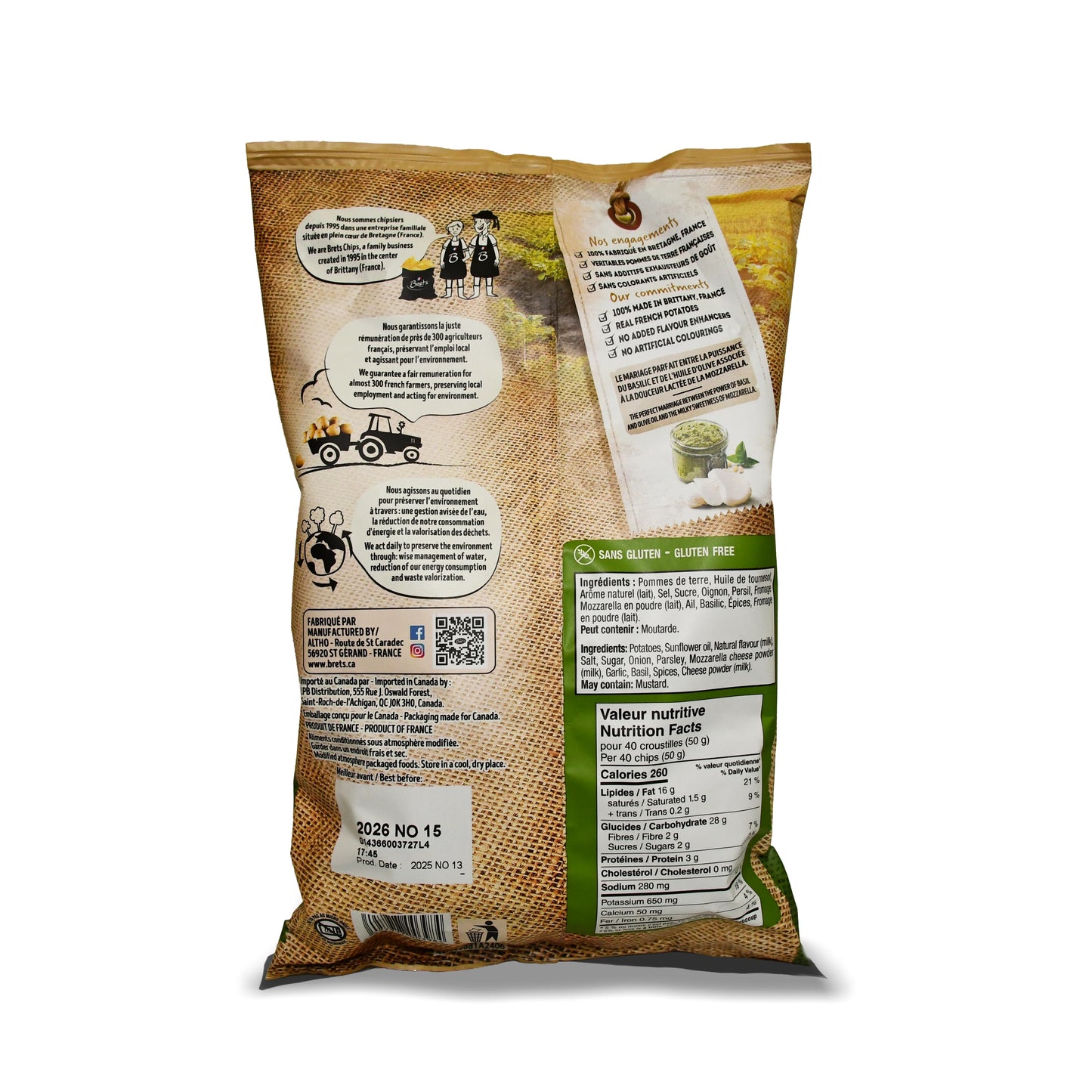 Bret Chips Pesto Mozzarella