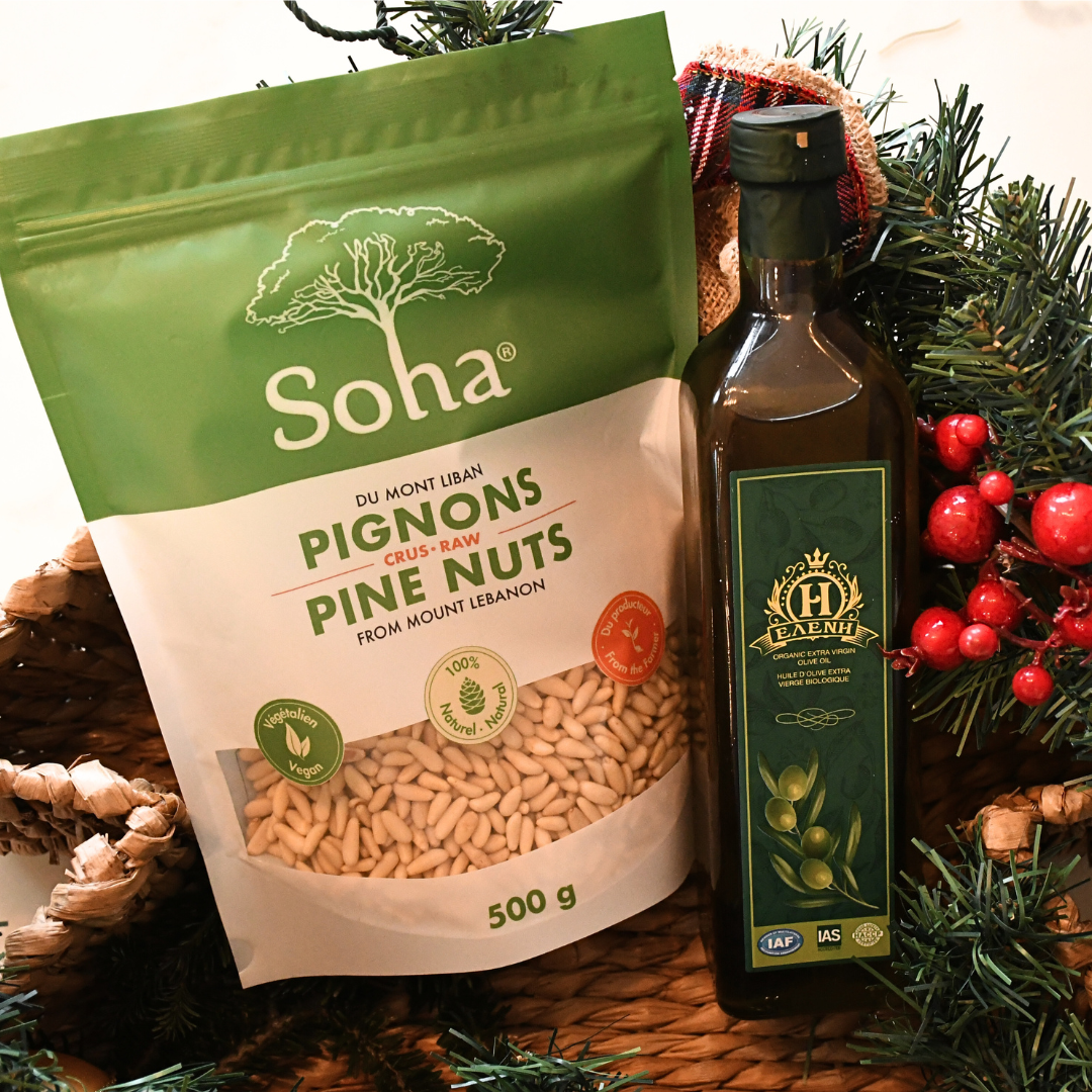 Noix de pin 500g et huile d'olive