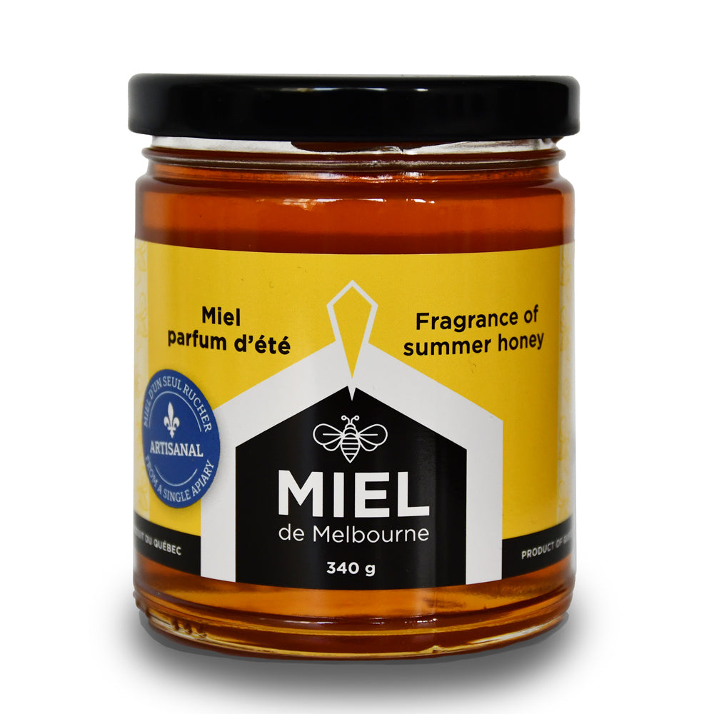 A jar of fragrance of sumemr honey from Miel de Melbourne.